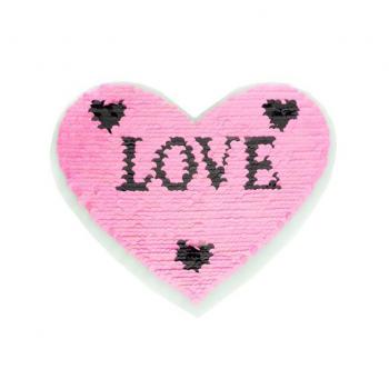 Applikation - Wendepailletten - Herz - Love - Aufnäher